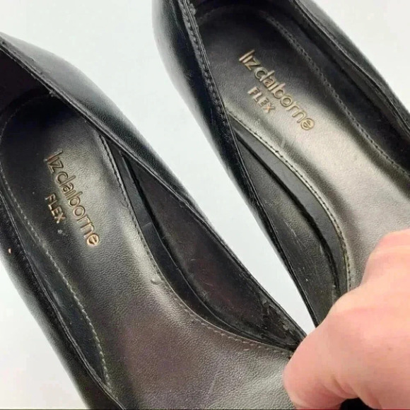 Liz Claiborne flex heels 6.5 Gertie black leather - Picture 9 of 12